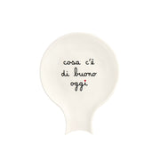 Poggiamestoli Cosa c'è di buono oggi 15x19cm Bianco con decoro nero e rosso Simple Day