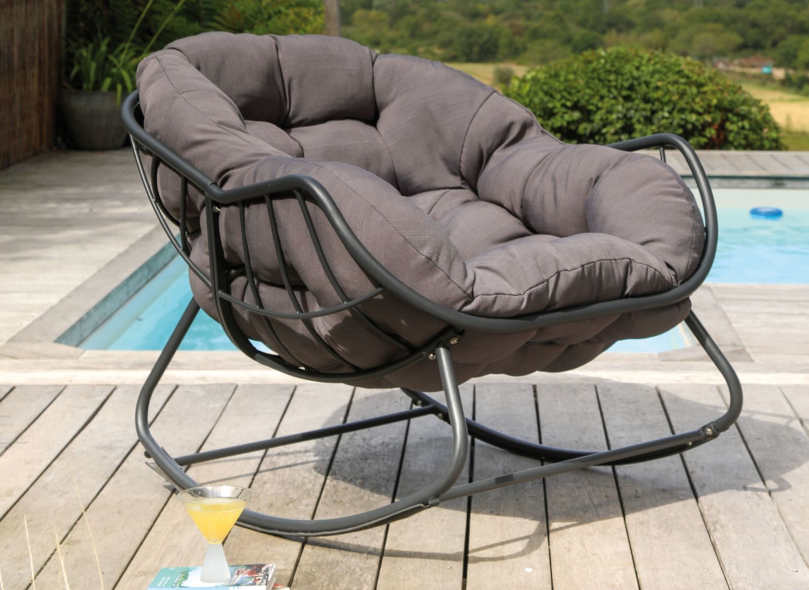 POLTRONA A DONDOLO ROYAL II ROCKING GRIGIO