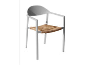 POLTRONA IMPILABILE BAGE BIANCO E PAGLIA BEIGE