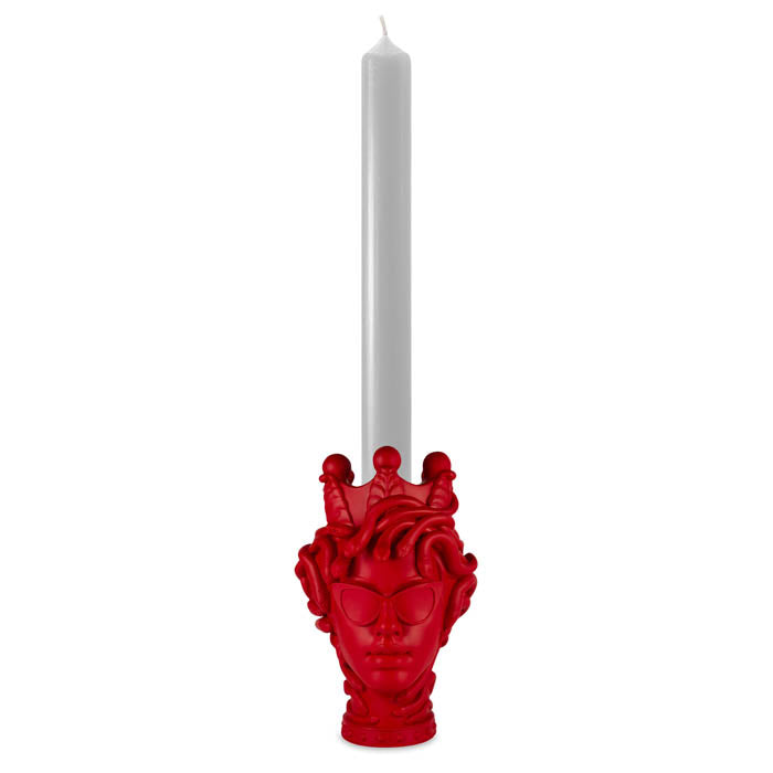 PORTACANDELA IN POLIRESINA "LA VIPERA" ROSSO