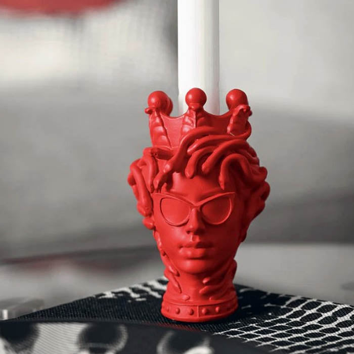 PORTACANDELA IN POLIRESINA "LA VIPERA" ROSSO