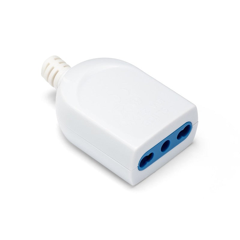 Presa Volante, 2P+T, bipasso 10/16A, 230 V, Bianco Opaco