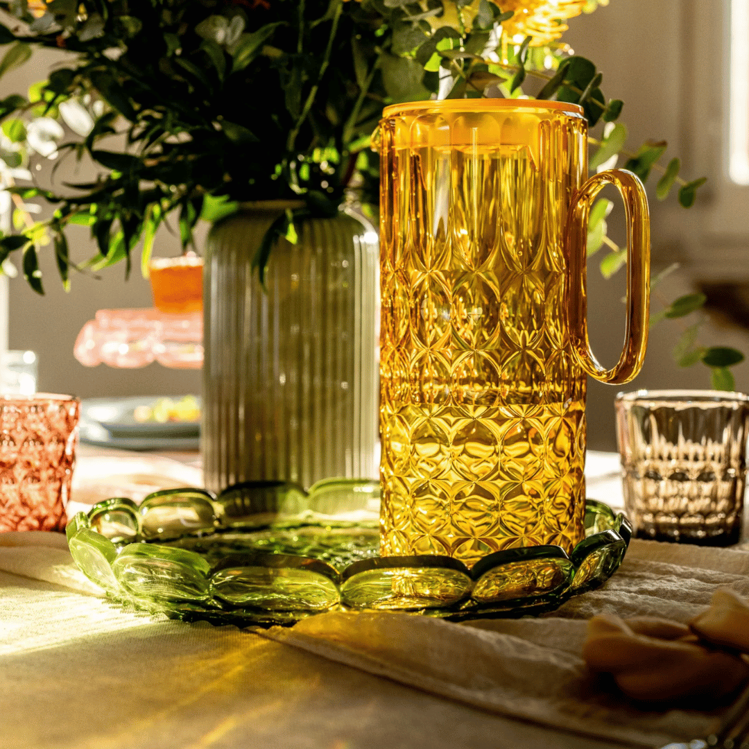 CARAFFA CON COPERCHIO "VANITY" IN CRISTALLO ACRILICO BIO GIALLA