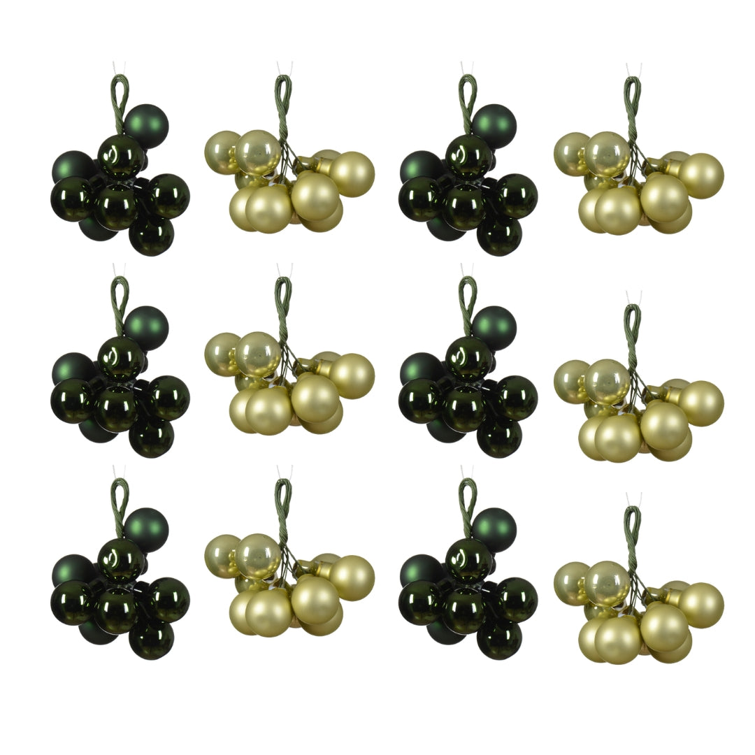 OFFERTA 12 MAZZOLINI DI SFERE D.2CM ASSORTITO PISTACCHIO/VERDE