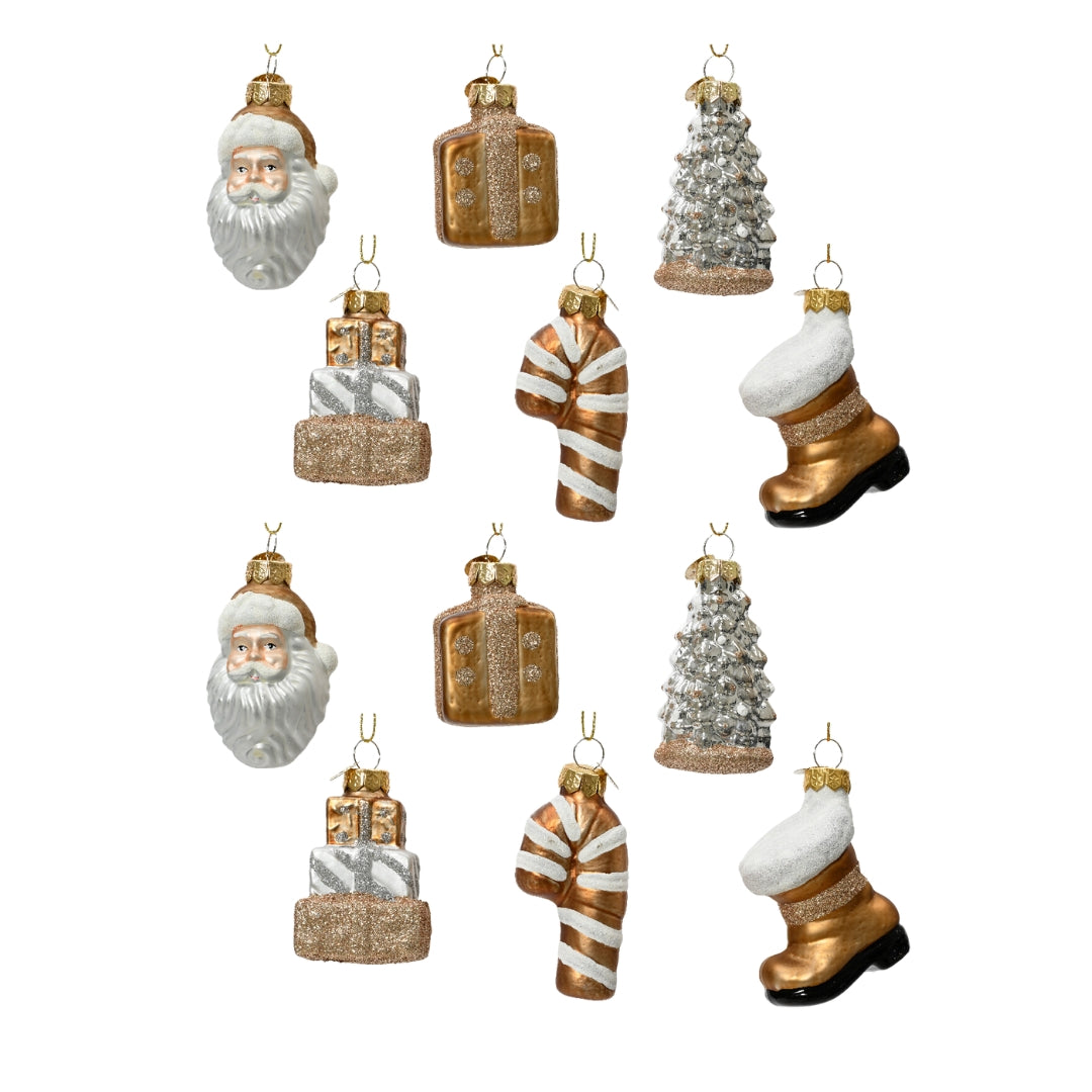 OFFERTA 12 DECORAZIONI NATALIZIE APPENDIBILI ORO E GLITTER MODELLO ASSORTITO