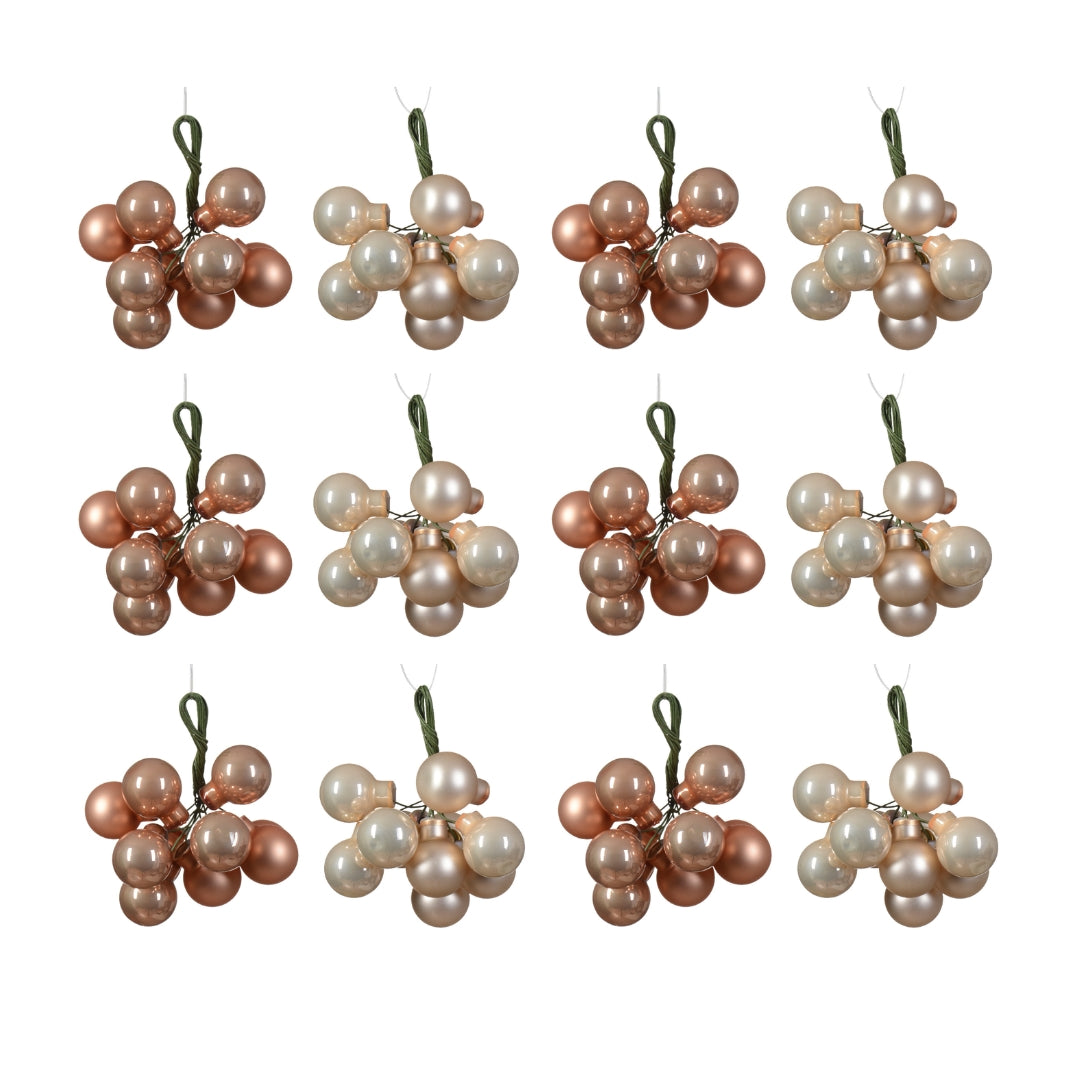 OFFERTA 12 MAZZOLINI DI SFERE D.2CM ASSORTITO PERLA/ROSA CARNE
