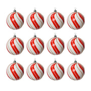 OFFERTA 12 PALLINE DI NATALE D.8CM ROSSA/BIANCA CON GLITTER