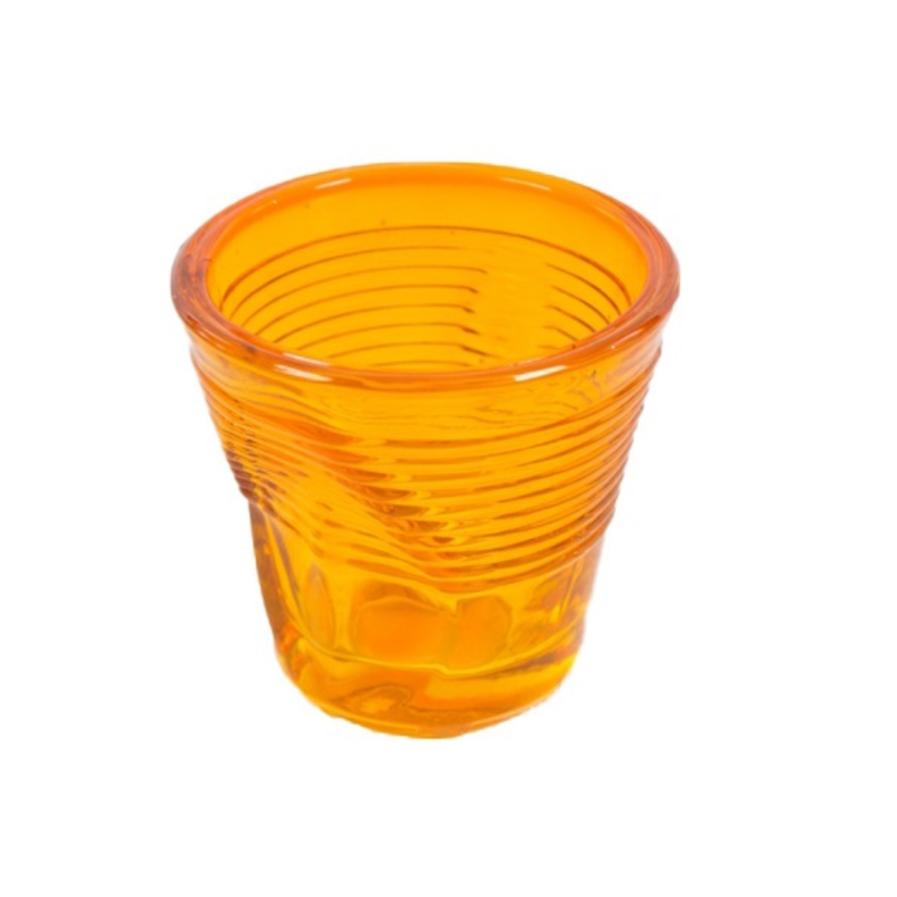 BICCHIERINO DA CAFFE' D. 6,5 CM IN VETRO ACCARTOCCIATO ARANCIO KALEIDOS