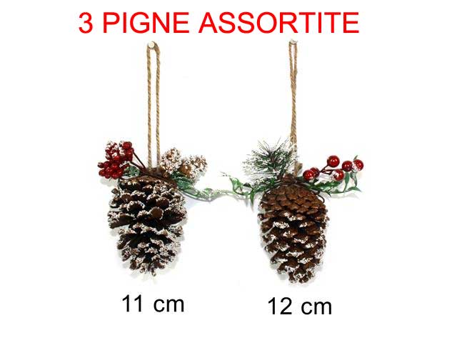 OFFERTA 3 PIGNE CON BACCHE ROSSE APPENDIBILI