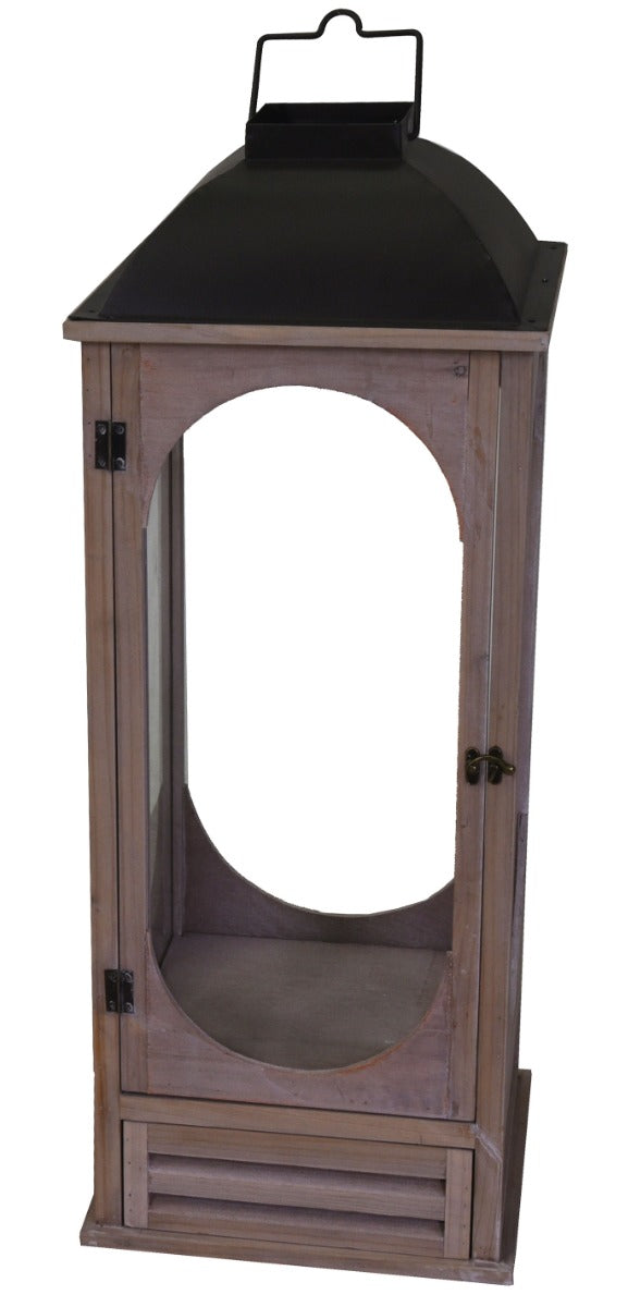 LANTERNA IN LEGNO E METALLO 32X32Xh85CM