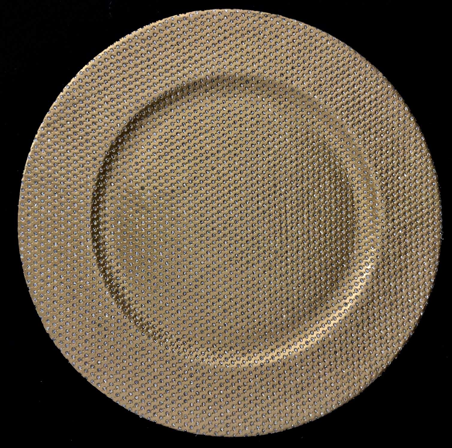 6 SOTTOPIATTI CIRCOLARI EFFETTO SWAROWSKI ORO 33CM