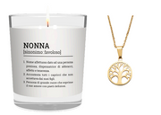 CANDELA CON SCRITTA NONNA INCLUSA COLLANA ALBERO DELLA VITA