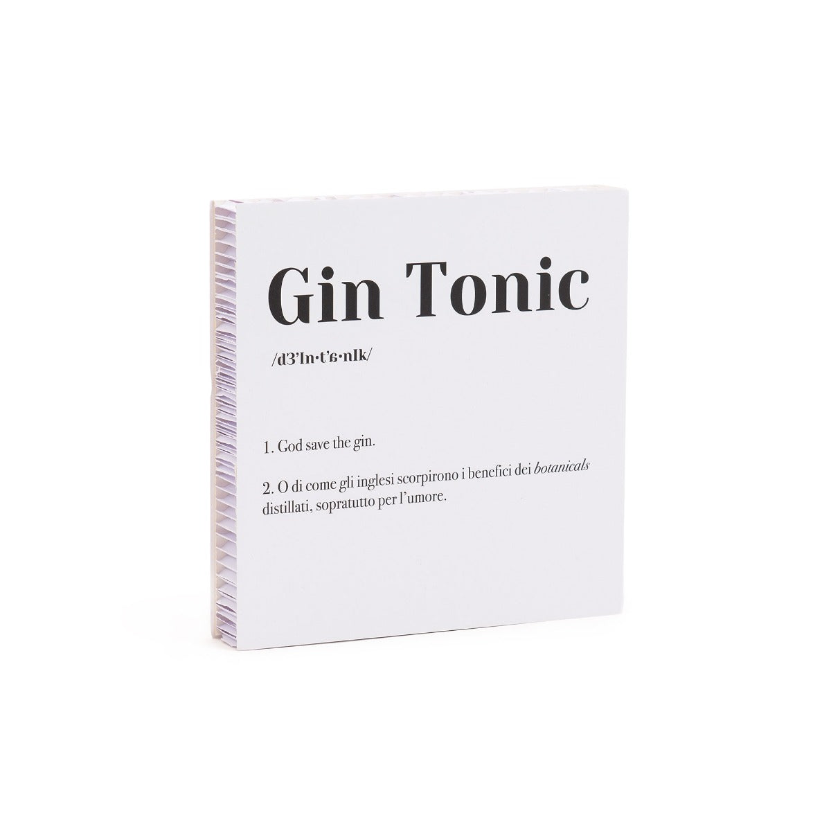QUADRETTO CON SCRITTA GIN TONIC 20X20CM BIANCO