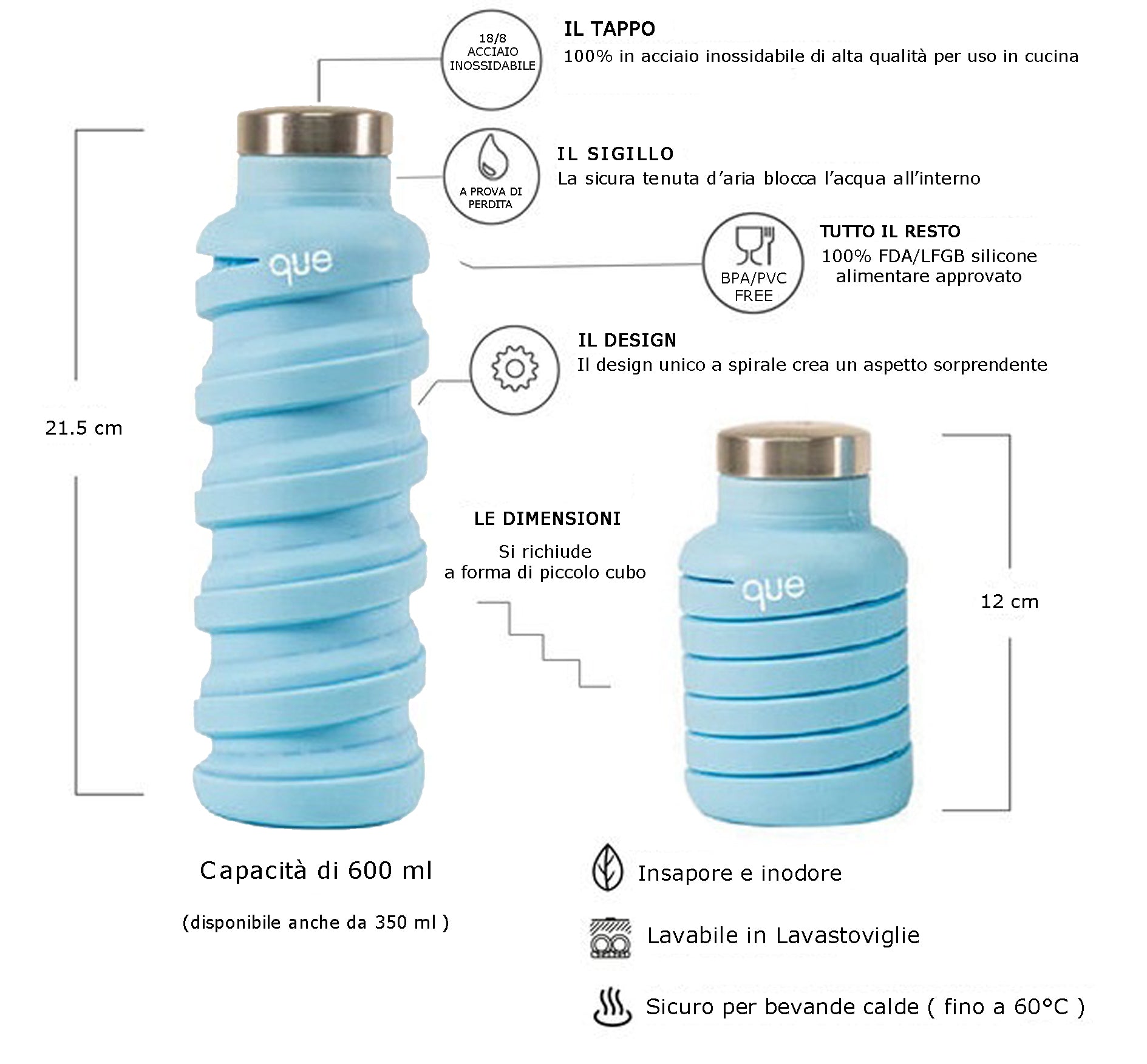 BORRACCE QUE BOTTLE COLORE A SCELTA 600 ML