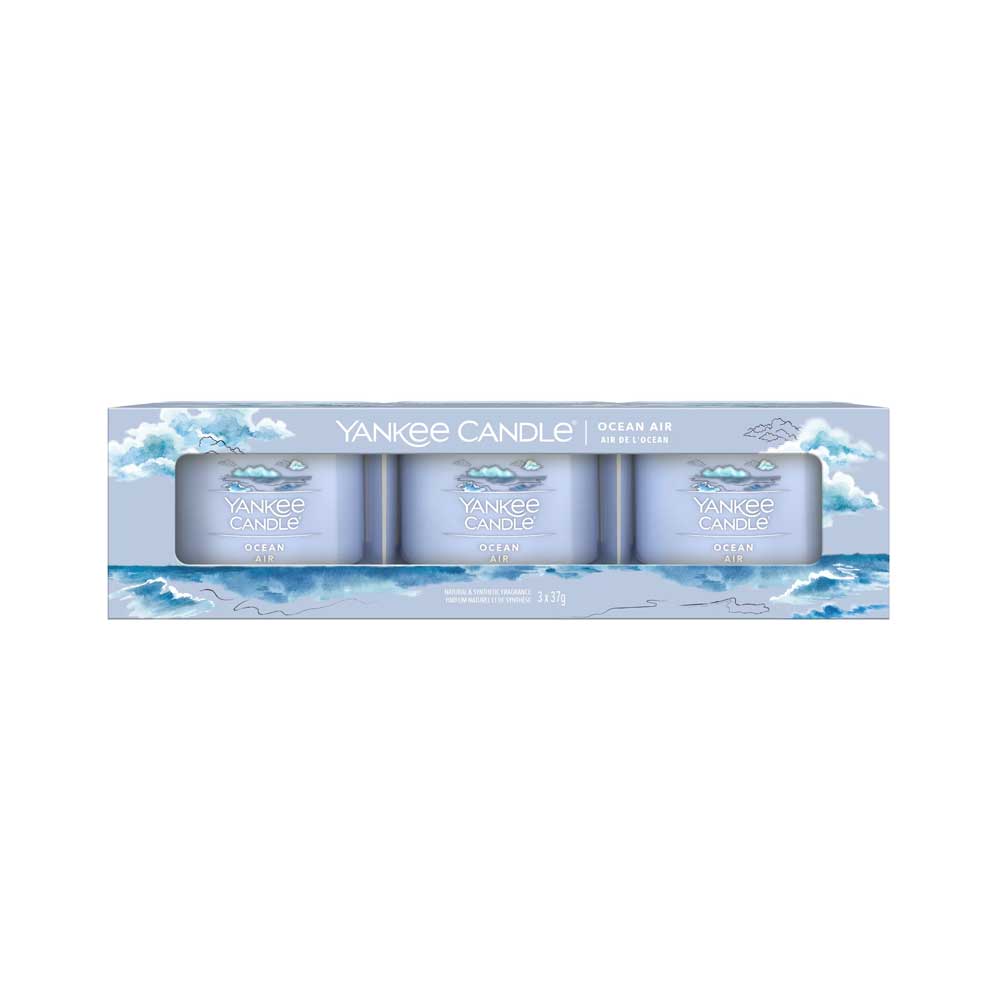 3 CANDELE PROFUMATE VOTIVE IN VETRO OCEAN AIR
