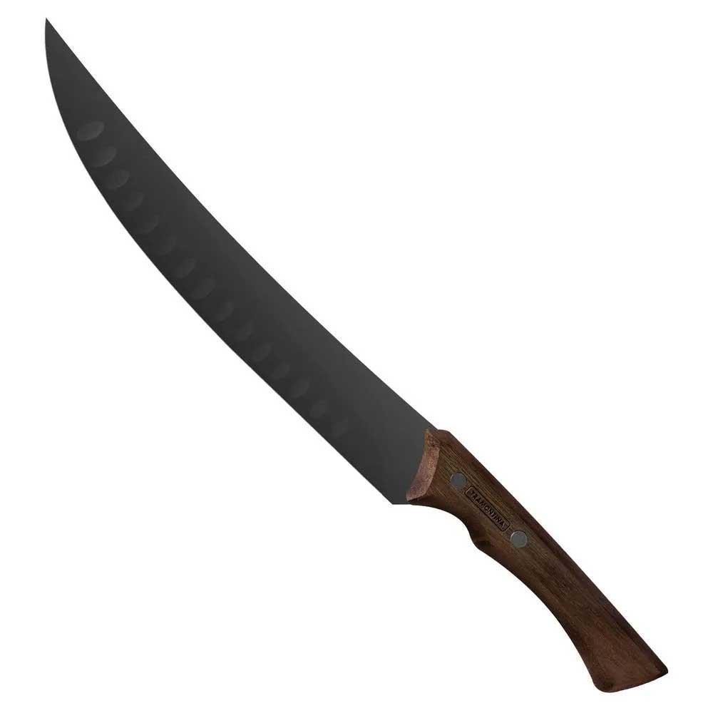 COLTELLO PER CARNE LAMA ACCIAIO INOX ANNERITO E MANICO IN LEGNO