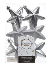SET 6 STELLE NATALIZIE ARGENTO APPENDIBILI 7.5CM