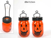 OFFERTA 2 PORTA TEALIGHT LANTERNA ZUCCA DI HALLOWEEN 8X13,5CM