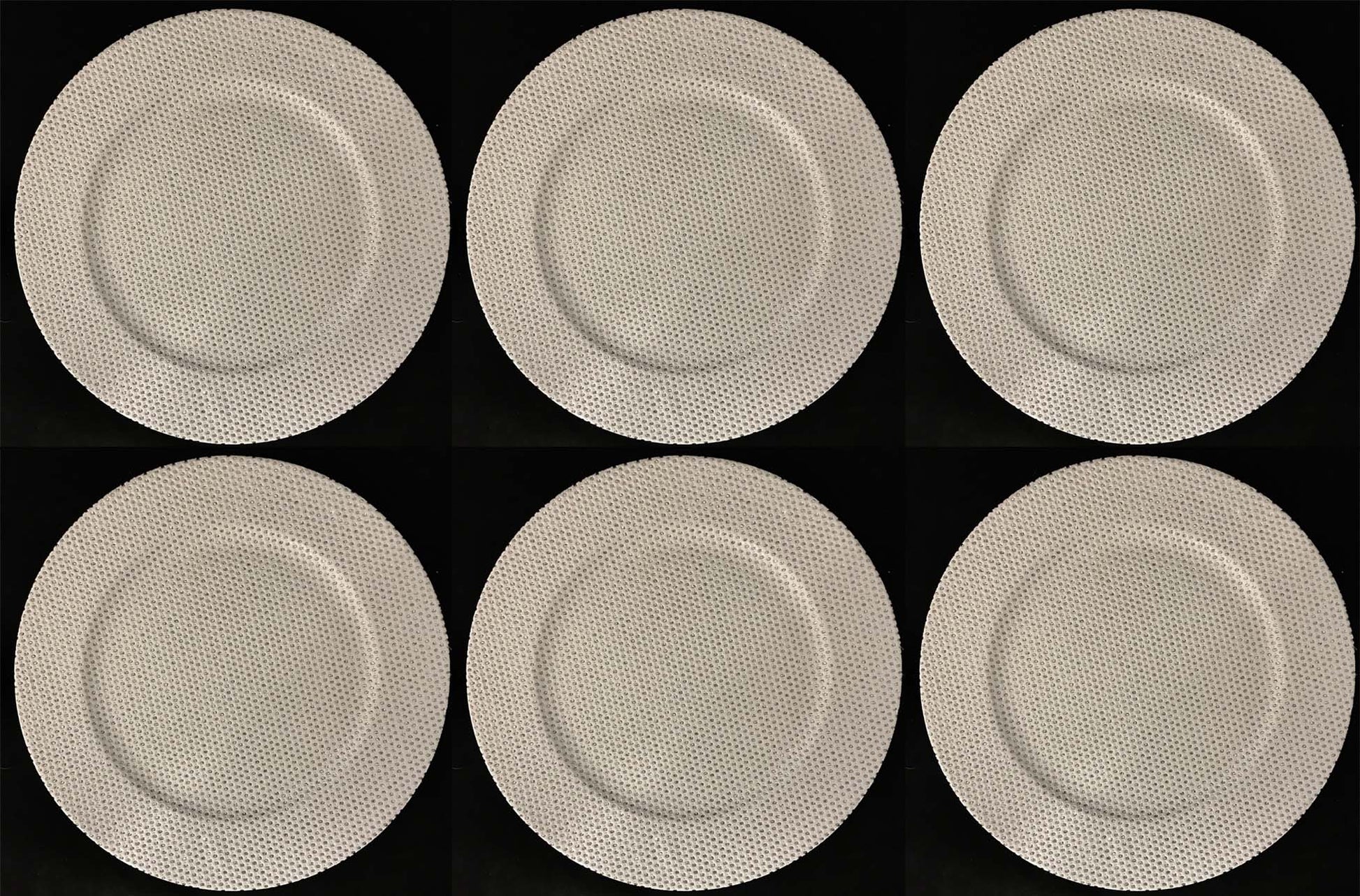 6 SOTTOPIATTI CIRCOLARI EFFETTO SWAROWSKI BIANCO 33CM