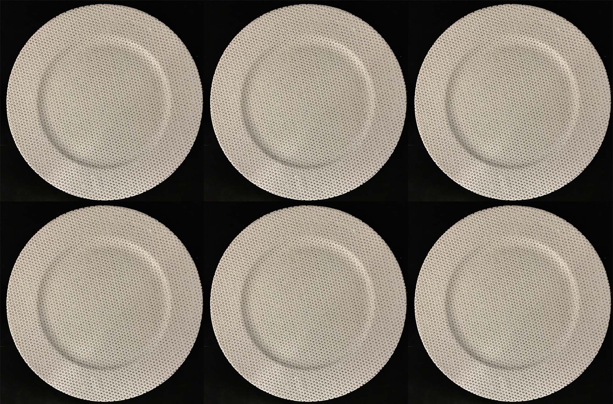 6 SOTTOPIATTI CIRCOLARI EFFETTO SWAROWSKI BIANCO 33CM