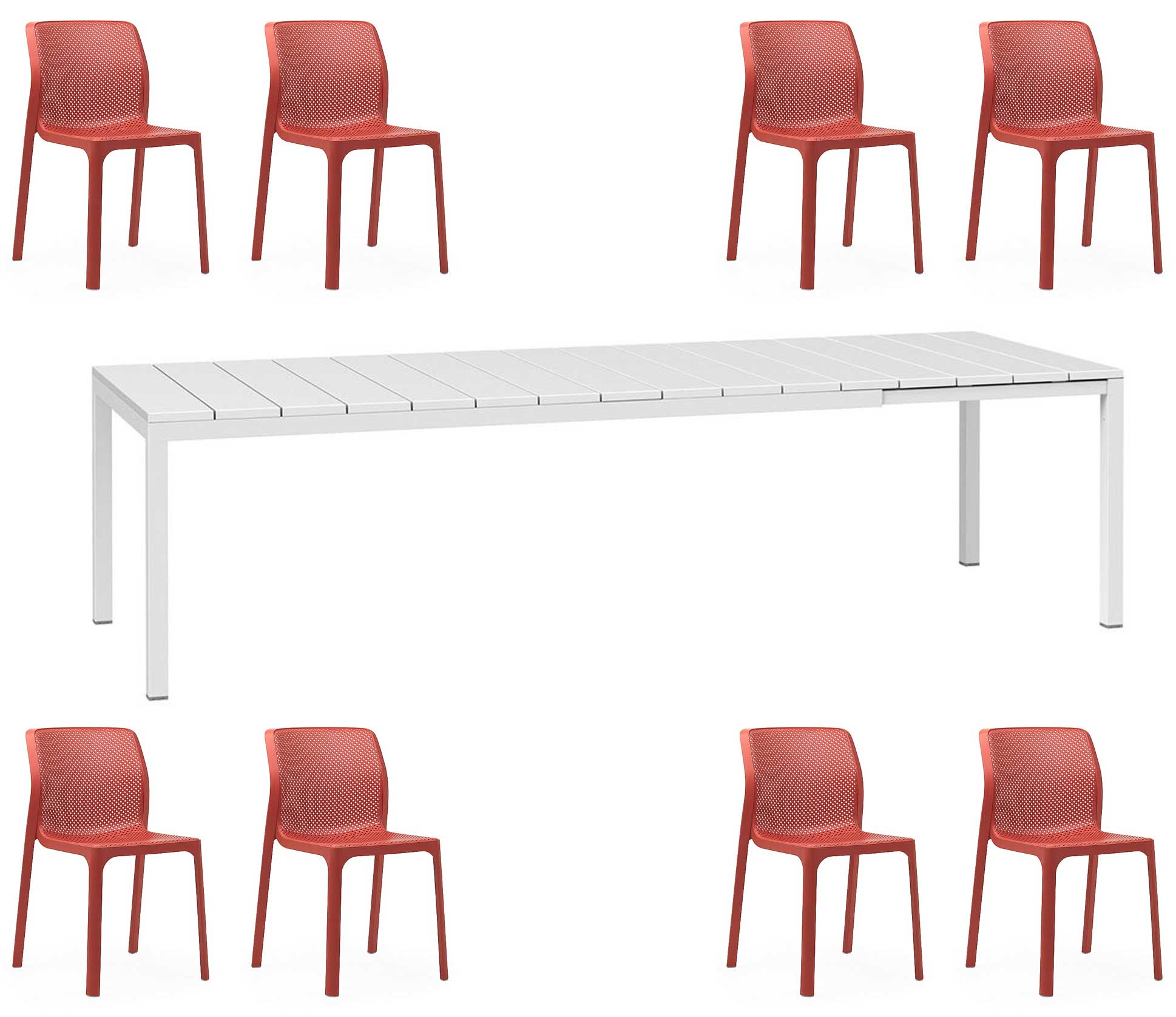 ANGEBOT: AUSZIEHBARER RIO-TISCH 210/280 CM + 8 BIT-STÜHLE IN IHRER FARBWAHL