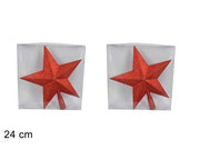 OFFERTA 2 PUNTALI STELLA ROSSA GLITTER 24CM