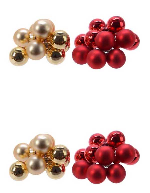 OFFERTA 4 GHIRLANDINE ASSORTITE CON PALLINE ATTACCATE ROSSE / ORO DIAM.2CM