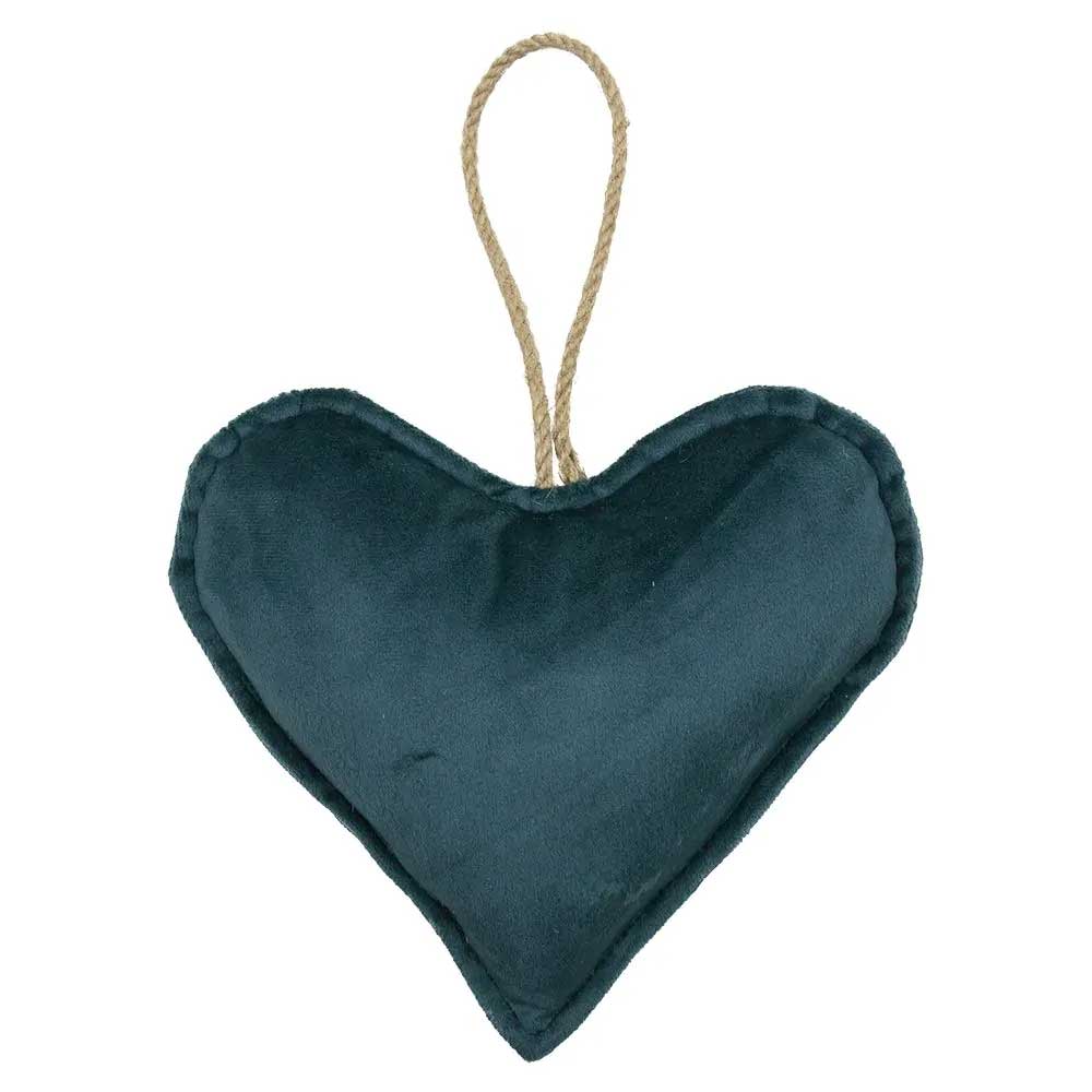 CUORE VELLUTATO APPENDIBILE BLU PETROLIO 16CM