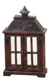LANTERNA IN LEGNO MARRONE SCURO RETTANGOLARE 64X11Xh44CM
