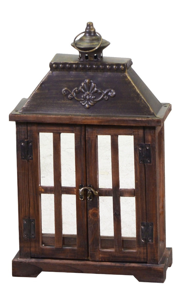 LANTERNA IN LEGNO MARRONE SCURO RETTANGOLARE 64X11Xh44CM
