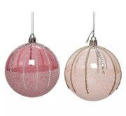 PALLINA DI NATALE IN VETRO TRASPARENTE ROSA 10CM ASSORTITA