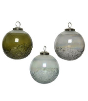 PALLINA IN VETRO EFFETTO TRASPARENTE SATINATO BIANCO/VERDE ASSORTITO 7.5CM