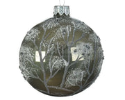 PALLINA DI NATALE VERDE MUSCHIO CON DECORAZIONE ALBERI 8CM