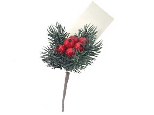 PICK RAMETTO PINO CON BACCHE ROSSE 12CM