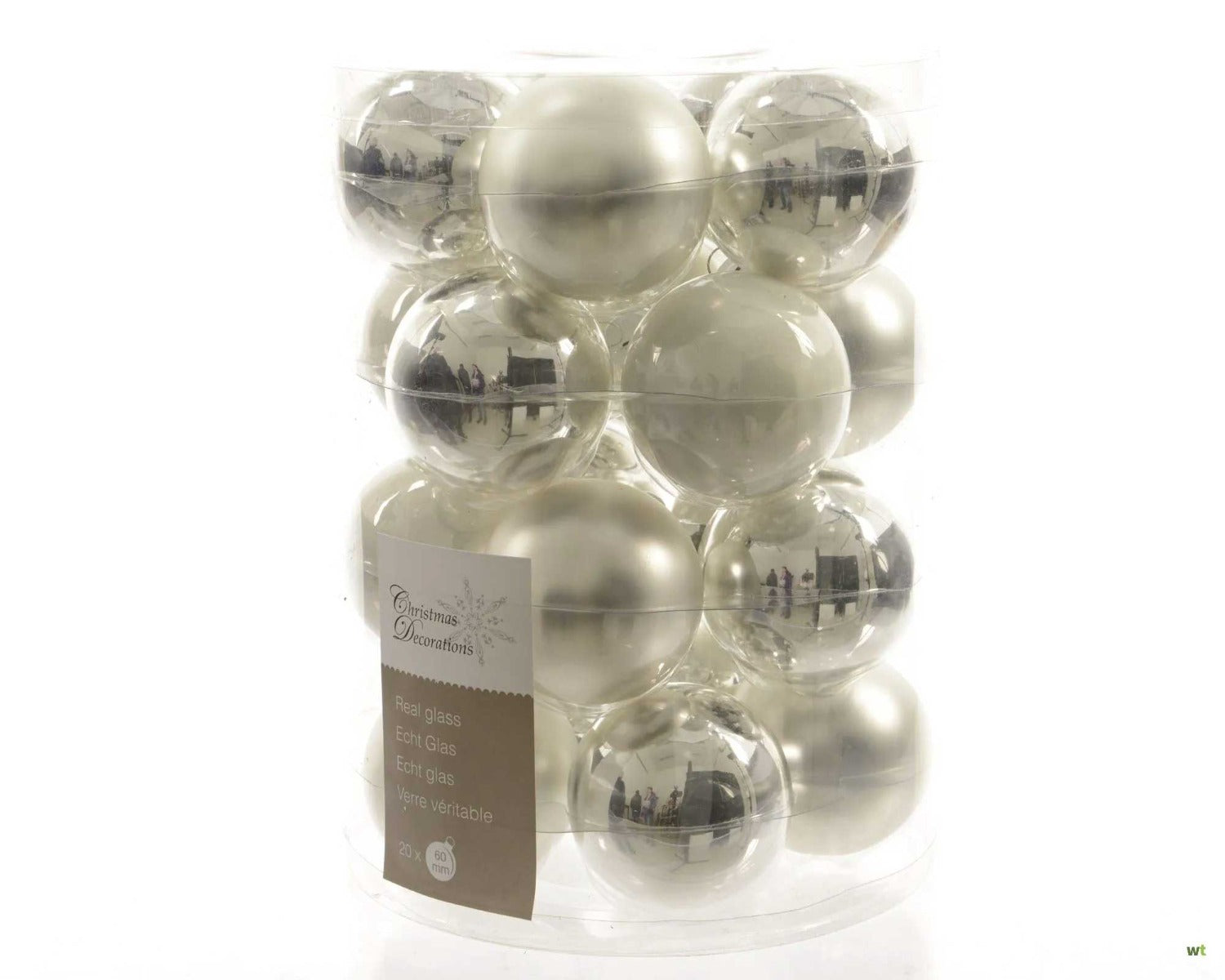BOX 16 PALLINE DI NATALE ARGENTO MIX 6CM