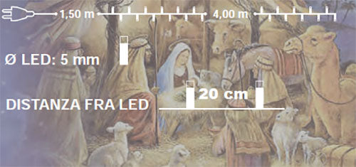LUCI DI NATALE PER PRESEPE CATENA CON 20 LED MULTICOLOR