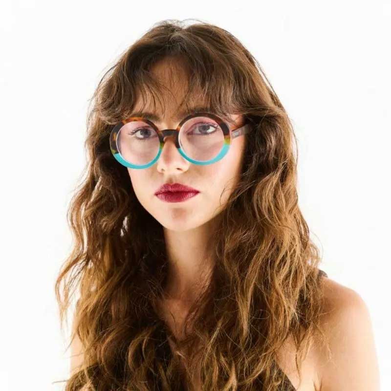 OCCHIALE DA LETTURA MODELLO LAURA COLORE HAVANA E BLU GRAD.+3.00 OKKIA