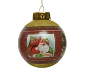 PALLINA DI NATALE ROSSA CON DECORO BABBO NATALE 20CM