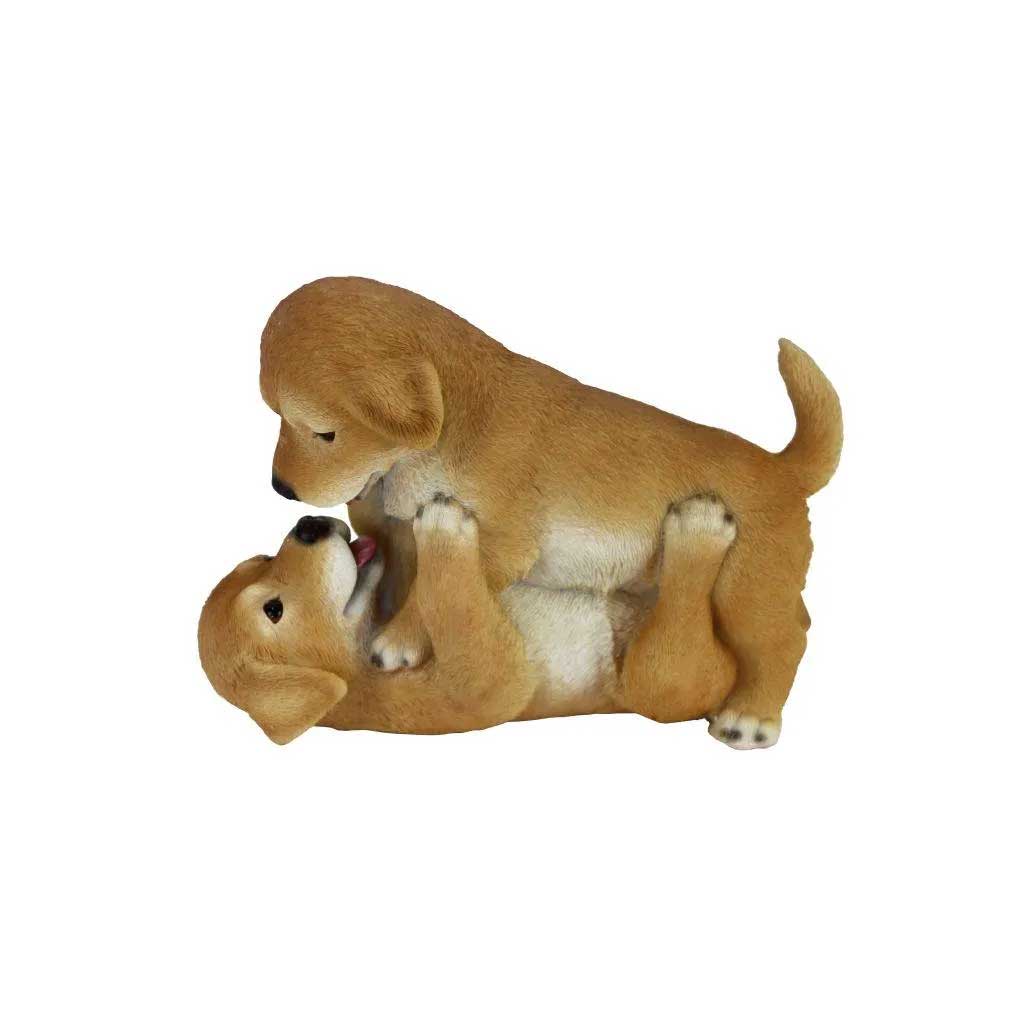 CUCCIOLI DI CANE CHE GIOCANO IN RESINA 17CM