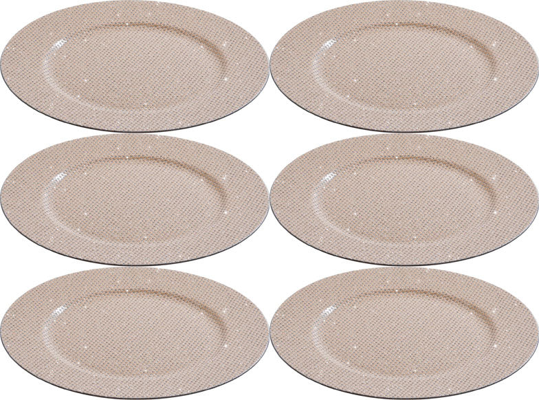 OFFERTA 6 PZ SOTTOPIATTO 33CM CON GLITTER CHAMPAGNE