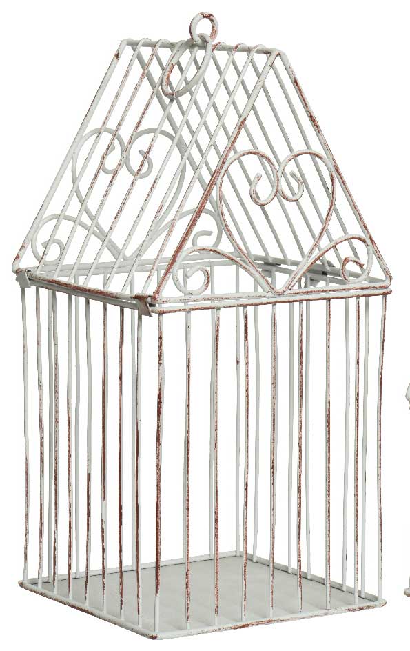 DECORAZIONE GABBIA PER UCCELLI BIANCO ANTICO 12.5X12.5XH25CM