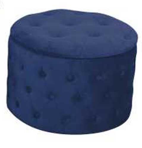 PUFF CONTENITORE IN VELLUTO BLU D.50H36CM