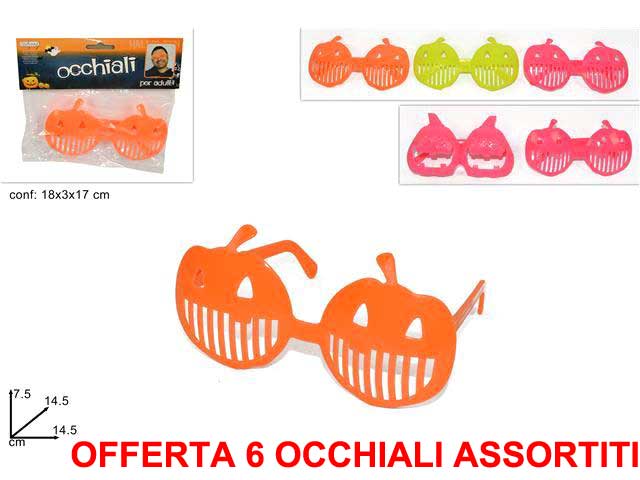 OFFERTA 6 OCCHIALI CON ZUCCA DI HALLOWEEN COLORI ASSORTITI