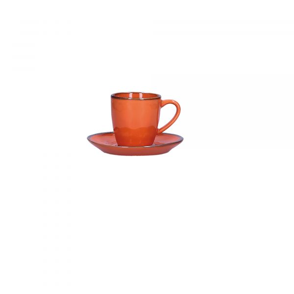 TAZZINA DA CAFFE' C/PIATTINO 90CC ARANCIONE CONCERTO ROSE E TULIPANI