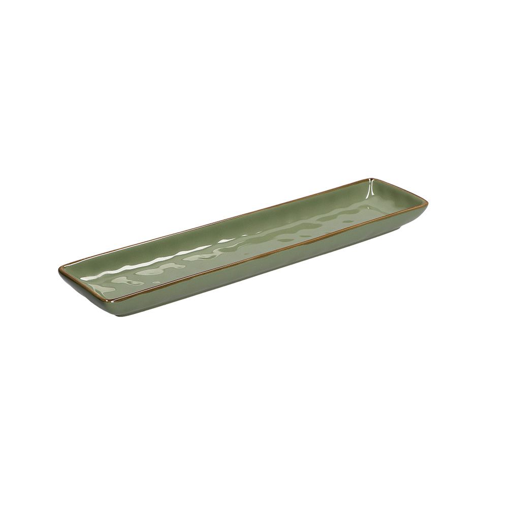 VASSOIO RETTANGOLARE LINEA CONCERTO VERDE OLIVA 32X8 CM