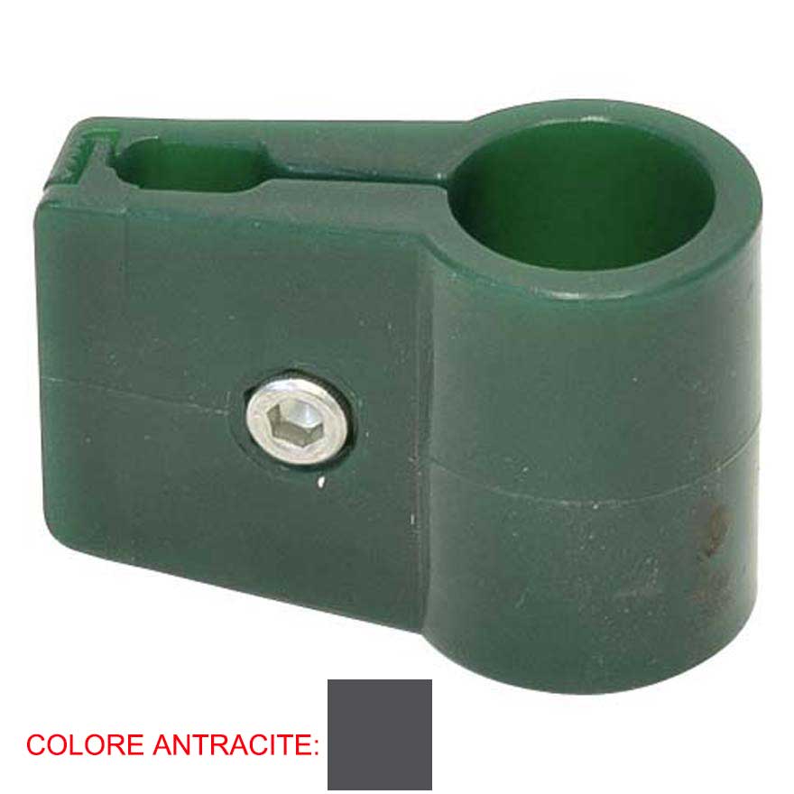 4 MORSETTI ANTRACITE SINGOLI DI SUPPORTO PER PALO Ø25MM