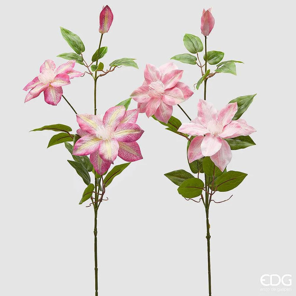 RAMO DI CLEMATIS CON BOCCIOLO H85CM COLORI ASSORTITI ROSA