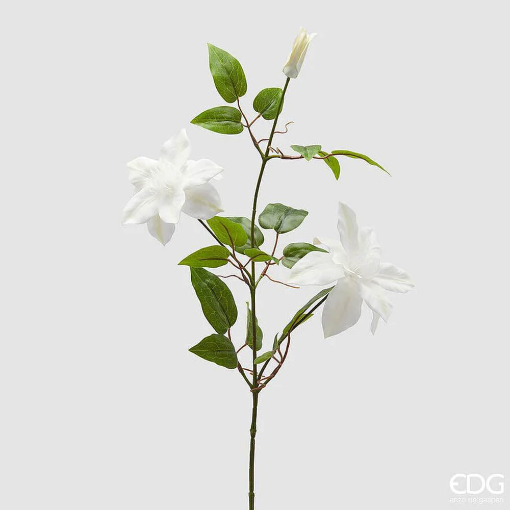 RAMO DI CLEMATIS CON BOCCIOLO H85CM BIANCO