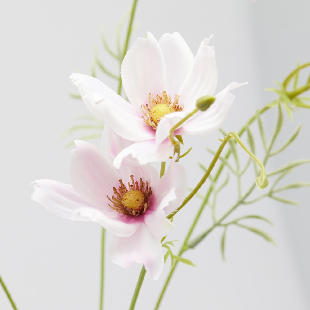 RAMO DI COSMOS CON FOGLIE E BOCCIOLI ARTIFICIALE H90CM ROSA