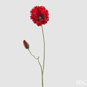 RAMO DI PAPAVERO ARTIFICIALE CON BOCCIOLO H80CM ROSSO